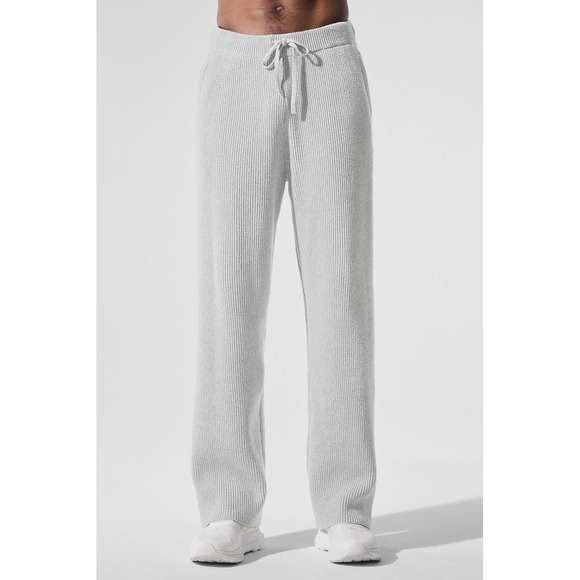 ALO Yoga Pants - Alo Yoga Dolman Ribbed Knit Jogger Heather Grey Modal Lounge Pants Size  Small